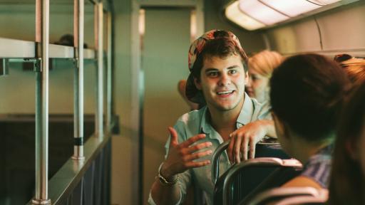 students in the train